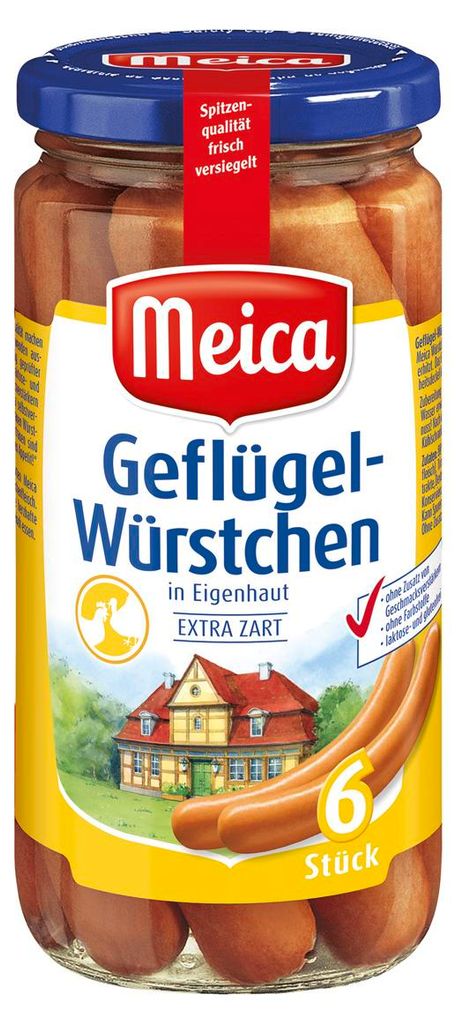 Meica drůbeží párky ve vlastní kůži extra jemné 6 kusů 180g Obrázek produktu 