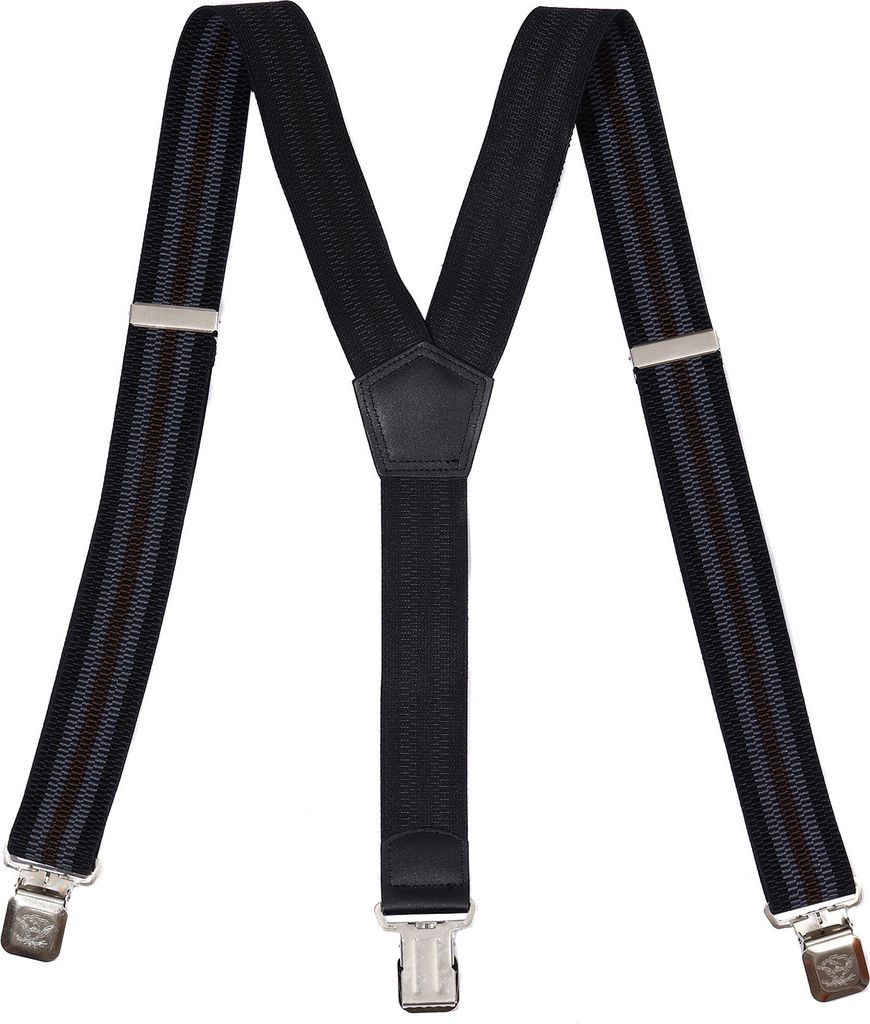 Hosenträger Y-Form, gestreift, Braun Blau Schwarz, 4 cm Produktbild 