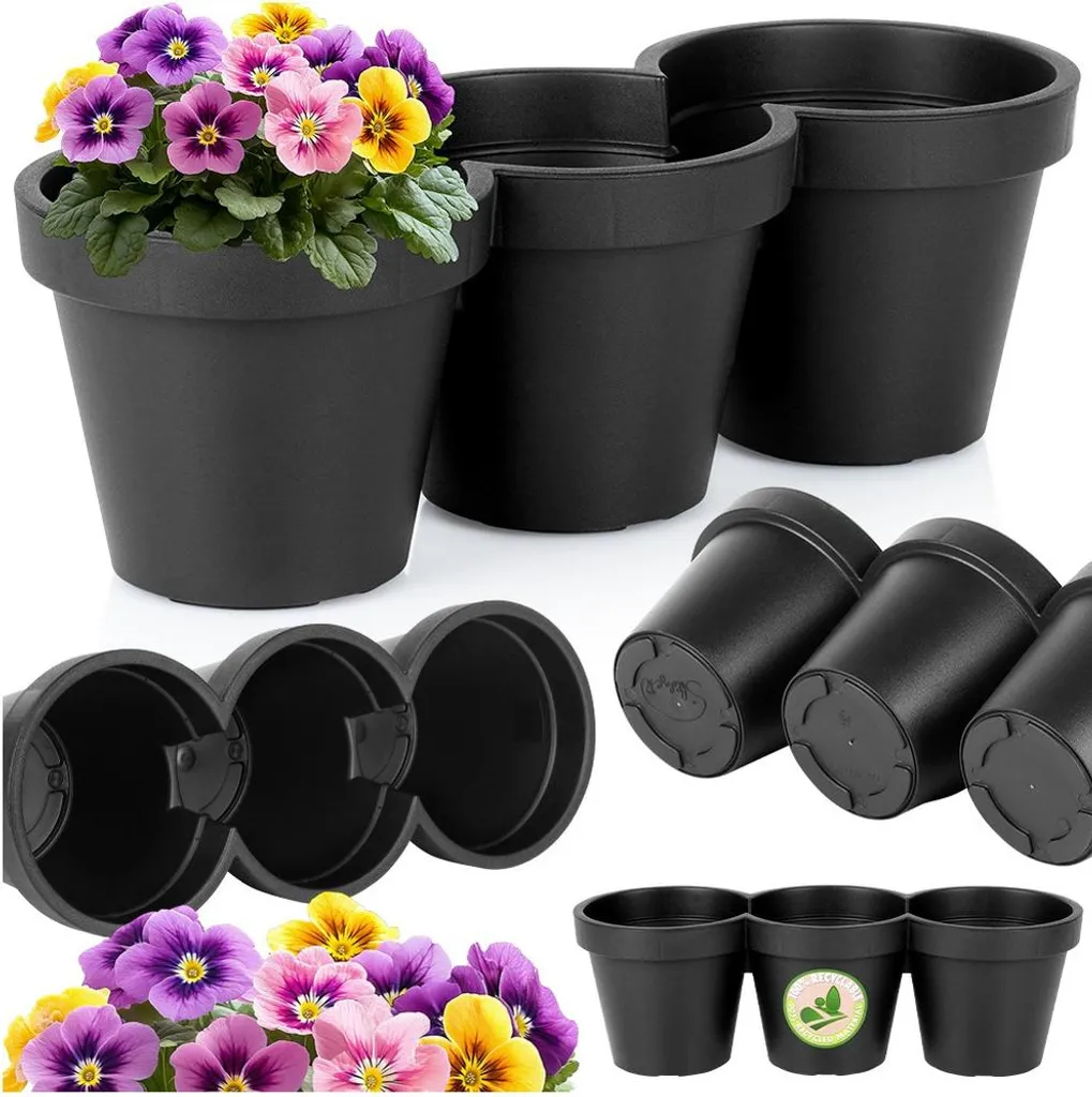 Triple pot de jardin noir : la solution gain de place pour vos plantes