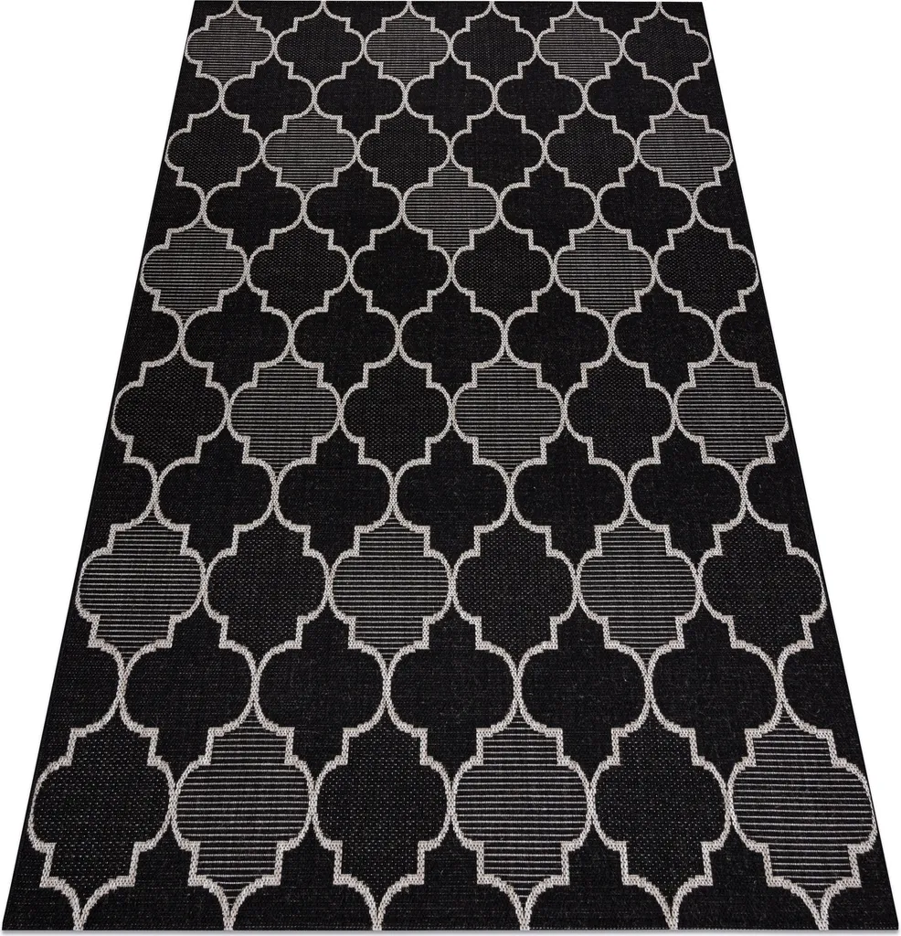 Tapis anti-poussière style sisal noir argent 80x150cm motif berbère