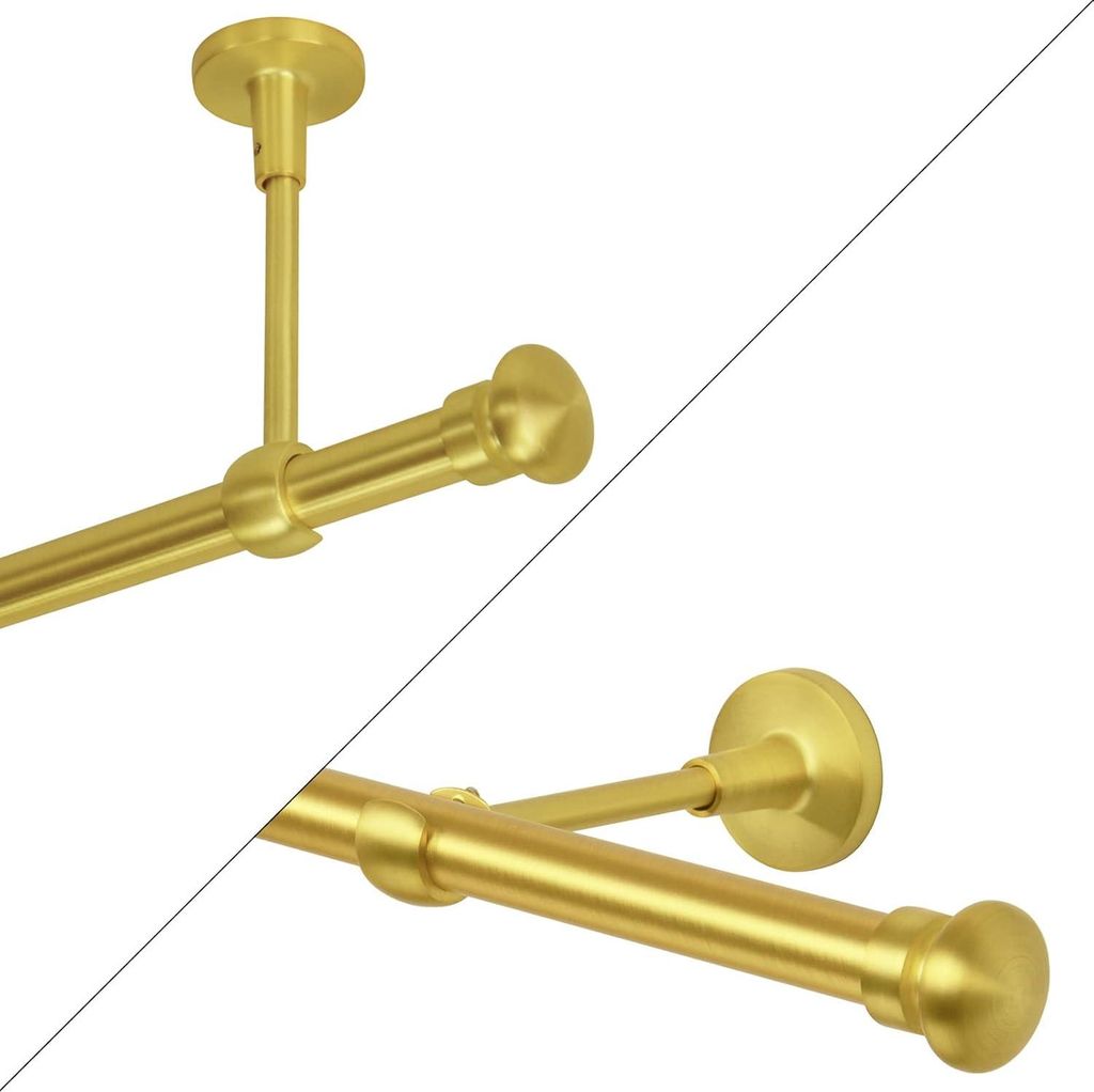 Gardinenstange 1 läufig Vorhangstange 19mm Gold-Matt Messing Antik Vintage-Look Retro-Stil 420 FBall Wand/Deckenbefestigung