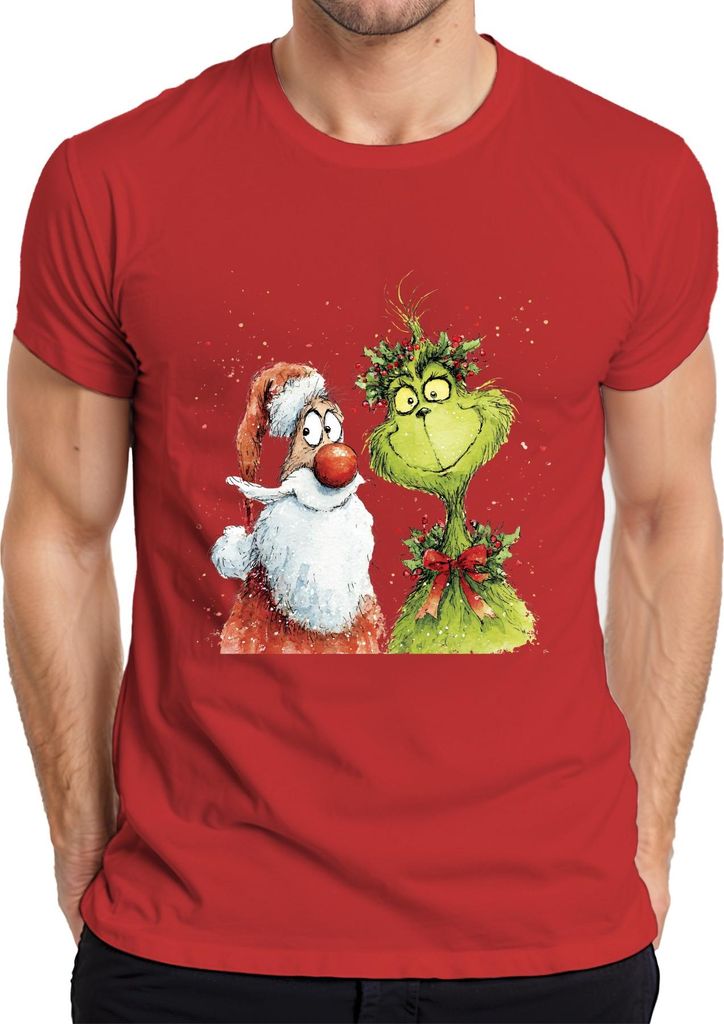 Grinch Weihnachtsmann lustig Weihnachten Geschenk Vintage Herren T-Shirt, Rot, M