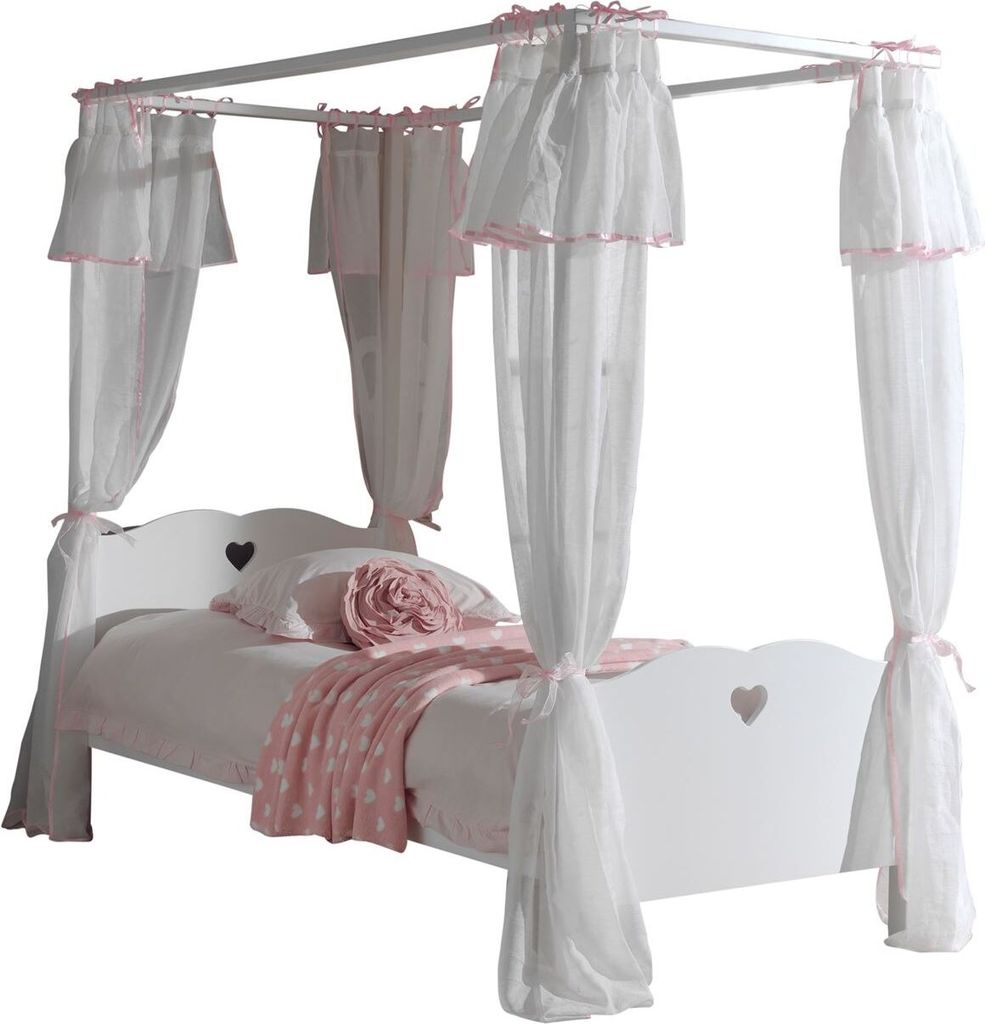 Himmelbett Kamila 211x96x187 aus MDF in Weiß