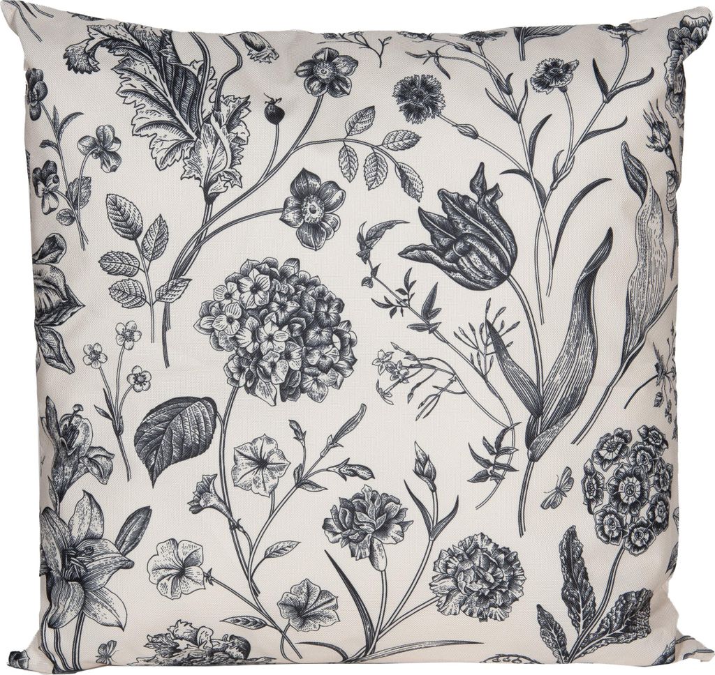 Anna's Collection Outdoor Kissen - Vintage Blumen - cremeweis - 60 x 60 cm