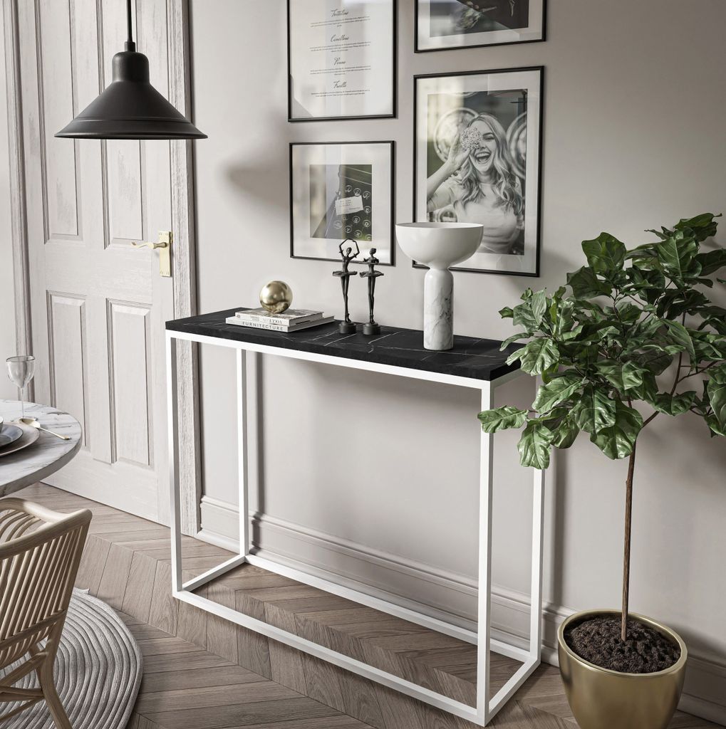 Konsolentisch MODERN GRIGIA 100 cm Weiß / grigia pietra schwarz