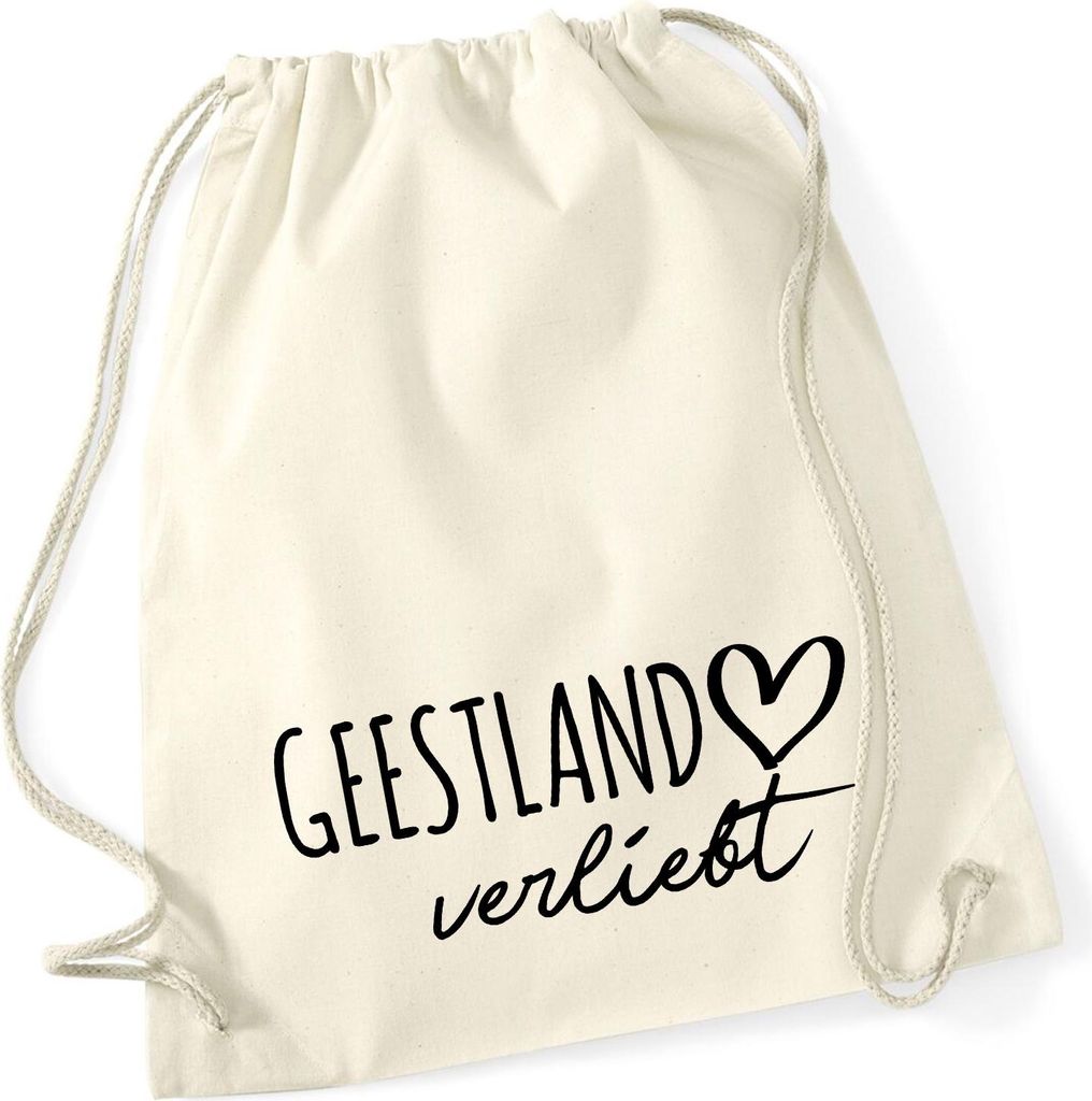Huuraa Turnbeutel Geestland verliebt 12 Liter Natural Baumwolle Rucksack Geschenkidee