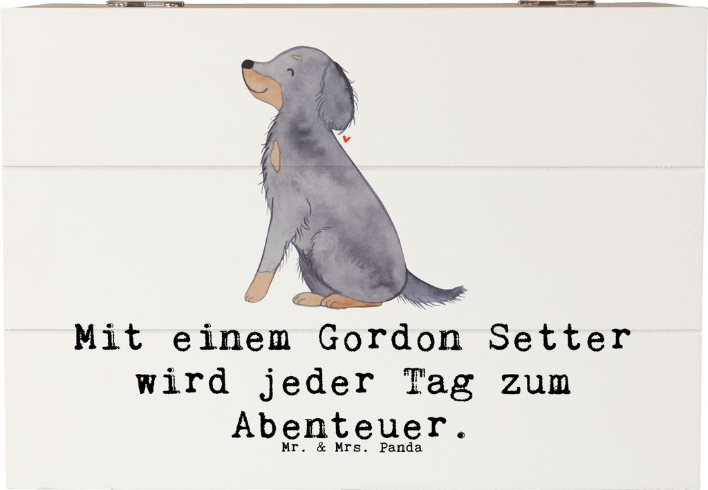 Mr. & Mrs. Panda Truhe Gordon Setter Abenteuer 22 x 15 cm - Weiß - Geschenk, Hundeliebhaber, Kiste, Hunderassen Charakter, Alltag, intelligent, Sp...