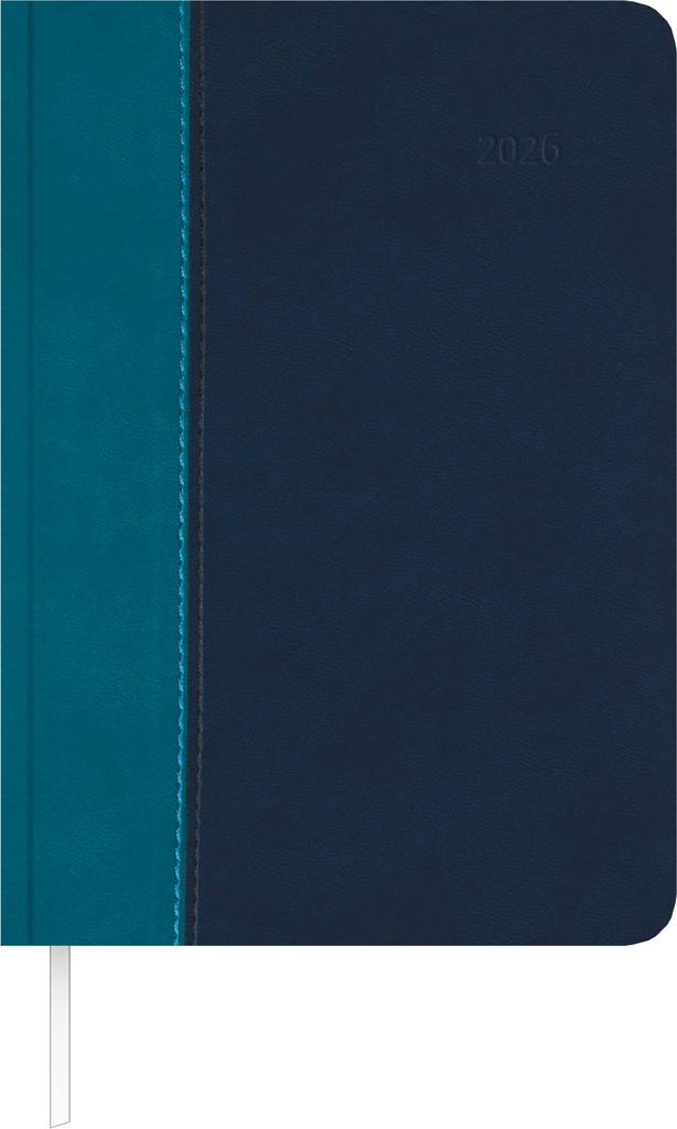 Buchkalender Premium Water türkis-blau 2026 - Büro-Kalender A5 - Cheftimer - 1 Tag 1 Seite - 416 Seiten - Tucson-Einband - Zettler