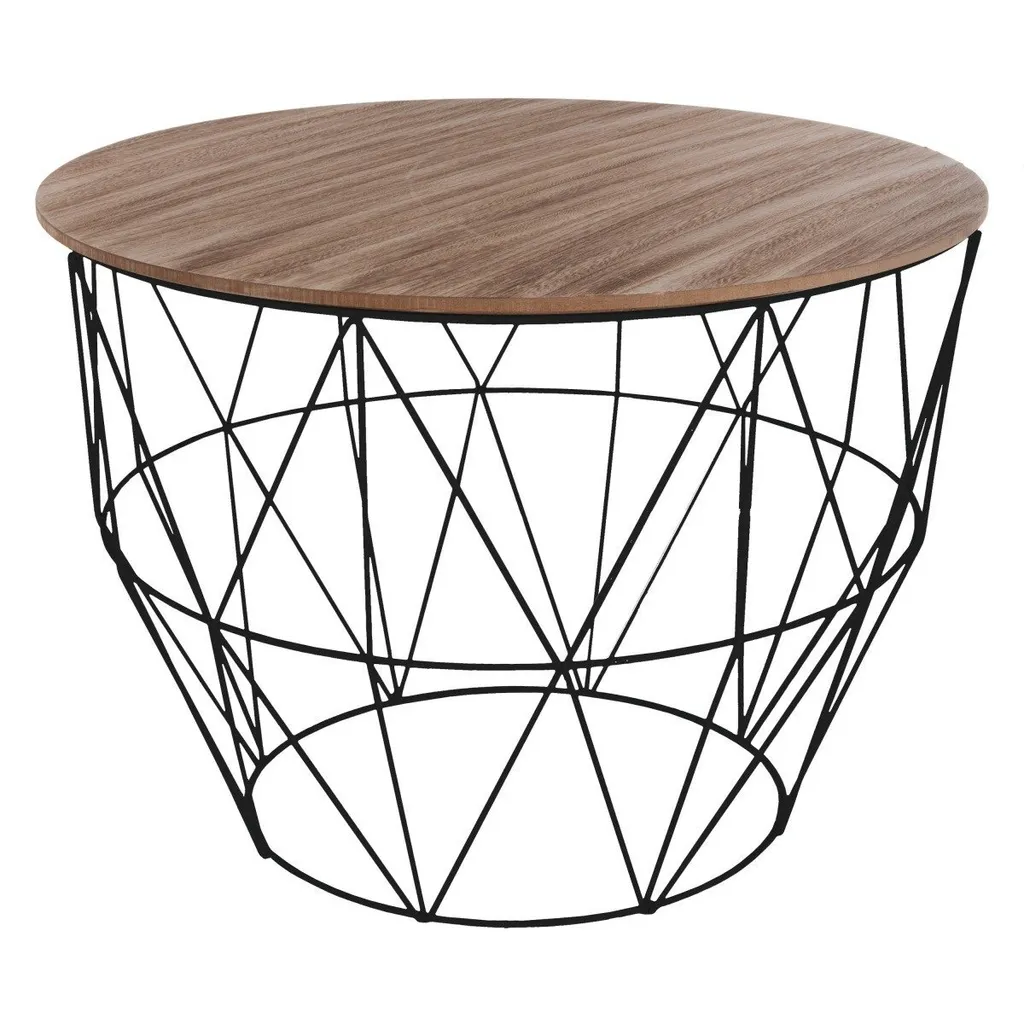 Petite table basse ronde noire style loft pour apéritif et déco salon