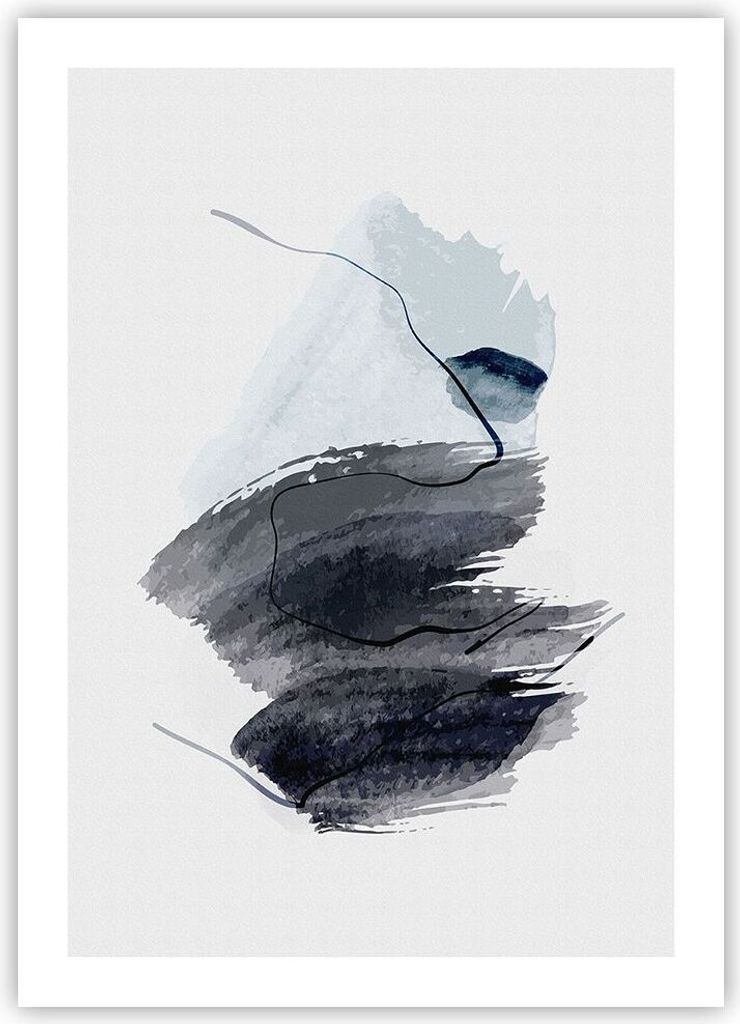 Poster - Poster ohne Rahmen - Blau Grau Aquarell - 50x70 cm Produktbild 