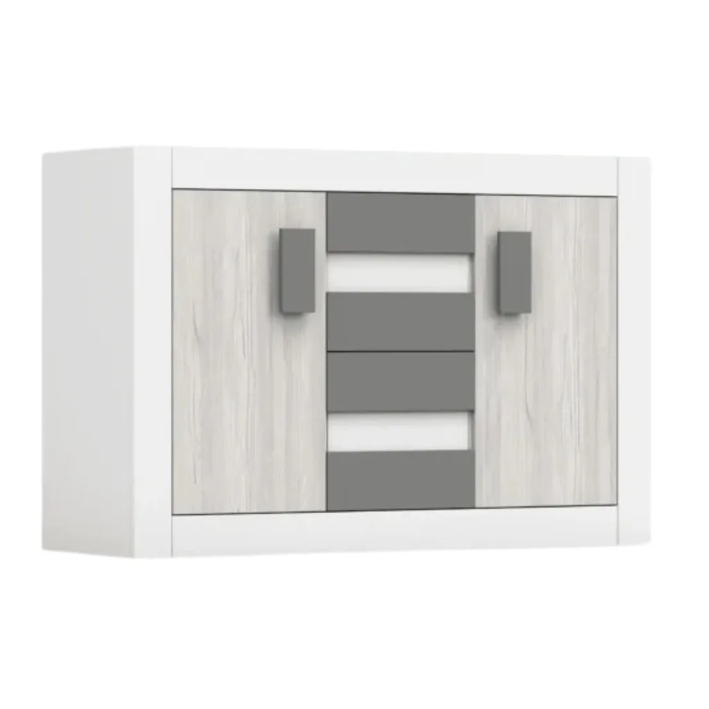 Buffet Helios 145 cm : Solution de Rangement Large Blanc et Anthracite