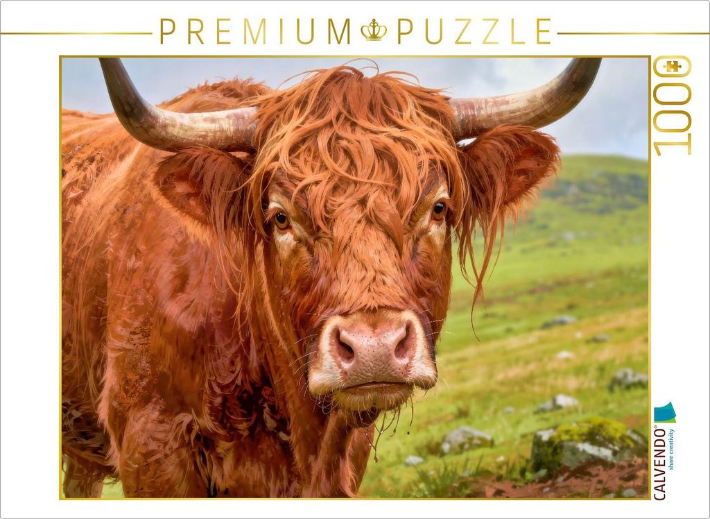 CALVENDO Puzzle Ein Erlebnis im Hochland: Natur, Ruhe und Rinder. | 1000 Teile Lege-Größe 64x48cm Foto-Puzzle für glückliche Stunden