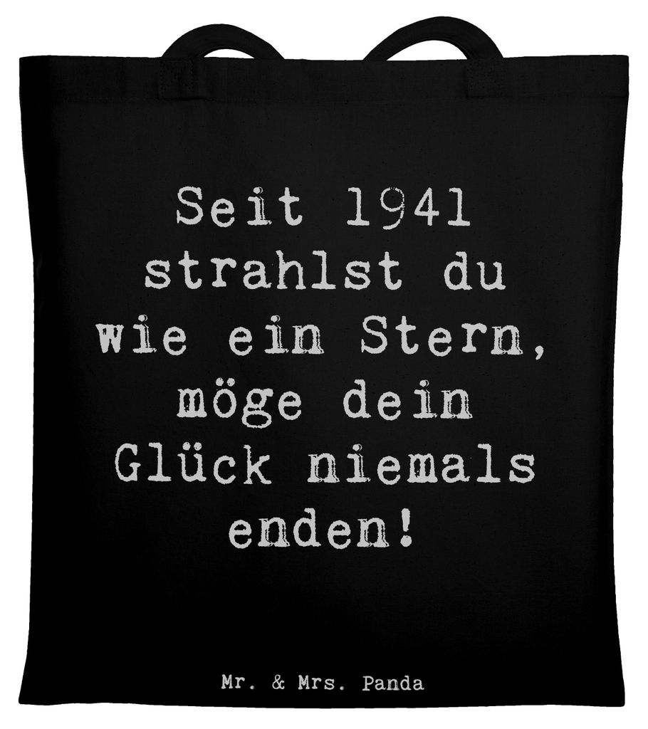 Mr. & Mrs. Panda Stoffbeutel Spruch 1941 Geburtstag Stern - Schwarz - Geschenk, Tote Bag, Shopping Tasche, geboren, Retro Geburtstagsgeschenke, can...