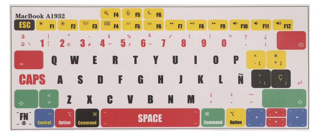 kwmobile Tastatur Aufkleber Spanisch kompatibel mit Apple MacBook Air 13" 2018 2019 2020 A1932 Keyboard Sticker - Farb-Aufkleber für ES QWERTY
