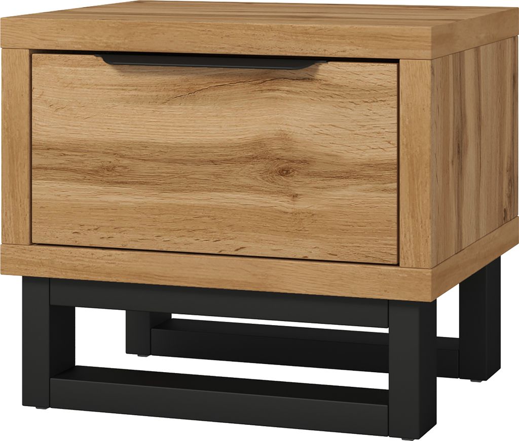 Masseno Nachttisch HALLETTA Nachtschrank Beistelltisch für Schlafzimmer 55 x 49 x 45 cm Eiche Wotan