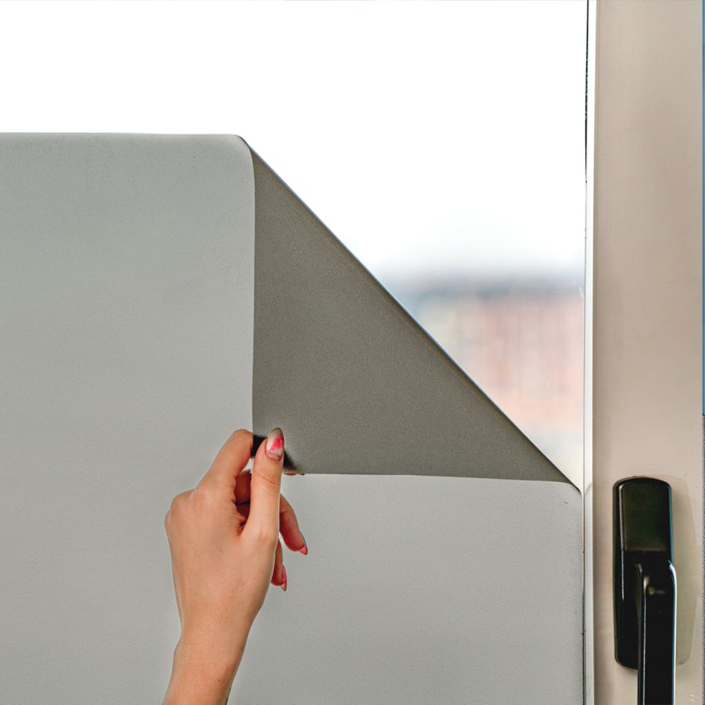 MARAPON Fensterfolie blickdicht selbsthaftend in grau (0.30x2 m) Verdunkelungsfolie mit hohem Sichtschutz, Sichtschutzfolie Fenster statisch haft...