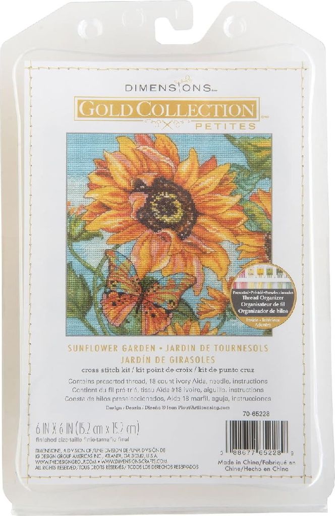 Dimensions Kreuzstich Stickpackung "Gold Collection Petites, Sonnenblumengarten", Zählmuster, 15,2x15,2cm