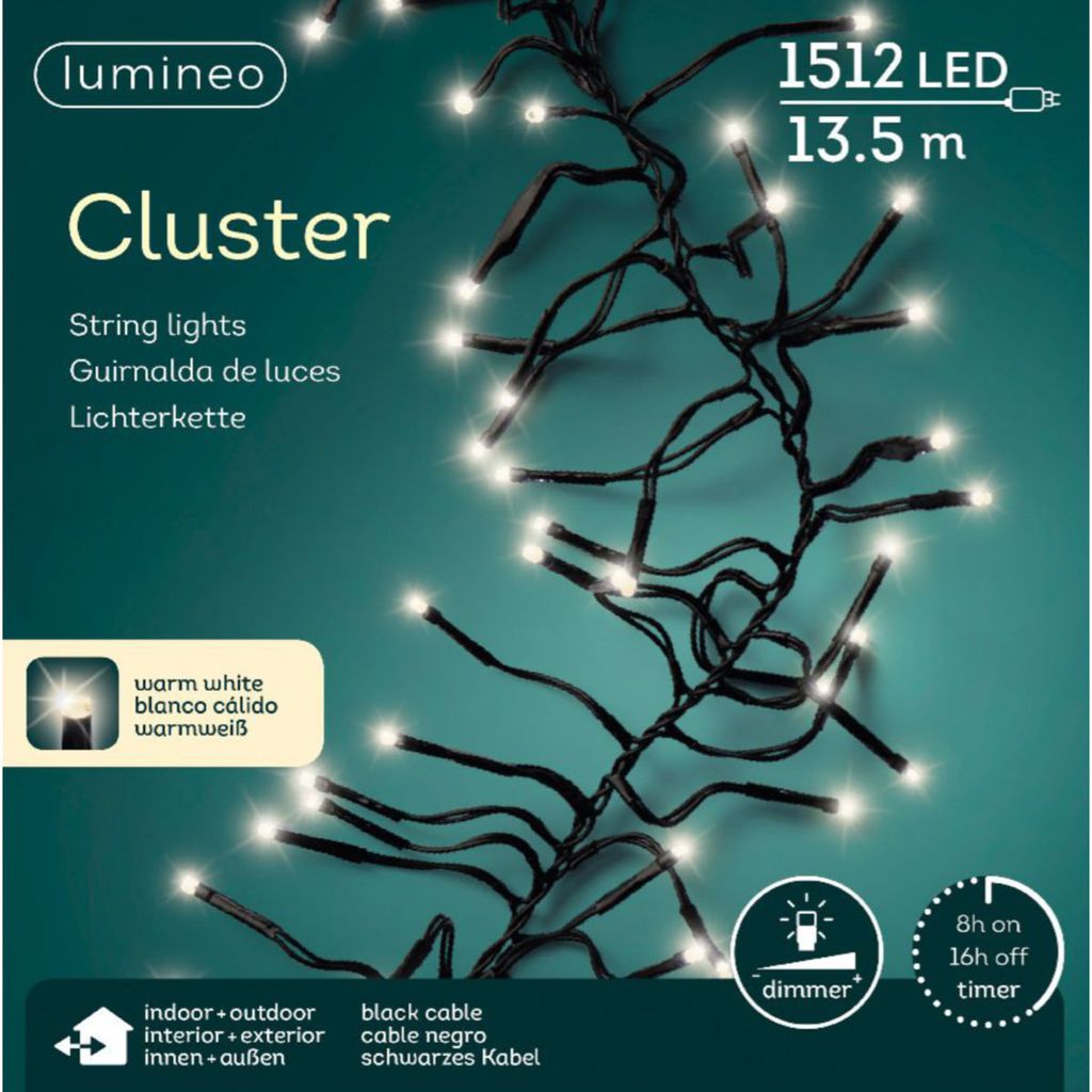 warmweiß Mix In-&Outdoor LED Cluster-Lichterkette 1512 LED-Lichter 11m kaltweiß 