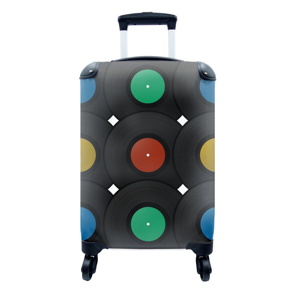 MuchoWow Koffer Handgepäck Trolley Rollkoffer Kleine Reisekoffer mit 4 Rollen - Tafeln - Musik - Muster - Cabin Size < 55x40x23 cm & 55x40x20 cm...