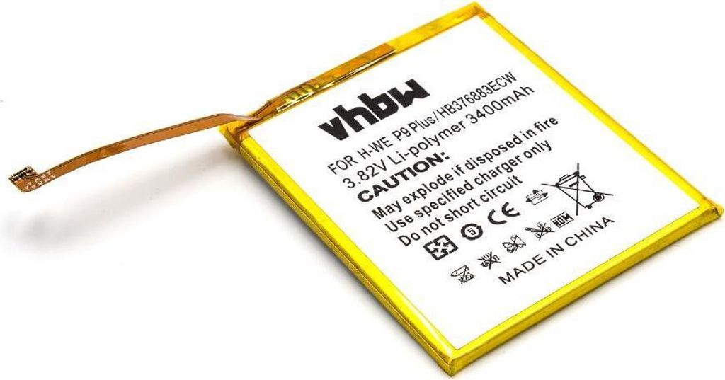 vhbw Akku kompatibel mit Huawei Ascend P9 Plus Dual SIM TD-LTE, VIE-L09, P9 Plus, P9 Plus Dual SIM Handy Smartphone Telefon (3400 mAh, 3,82 V, Li-Ion)