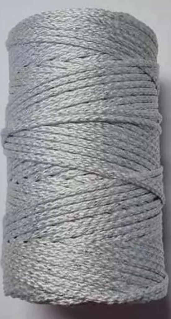 Makramee Glitzer Garn Makramee Baumwollgarn Bastelgarn WEIß 150 Meter 3 mm GEFLOCHTEN