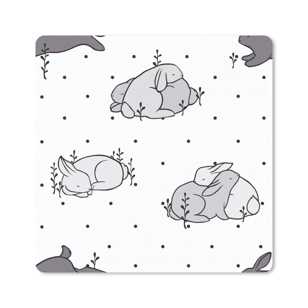 MuchoWow Mauspad Mousepad Kaninchen - Tiere - Schlaf - Kinder - Verhaltensmuster 20x20 cm - Mousepads - Maus Mat - Pad - Mausunterlage - Desk Mat...