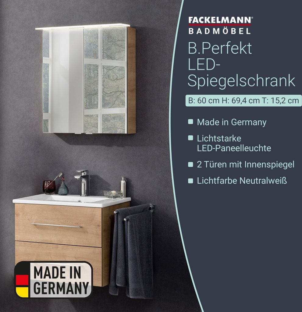 FACKELMANN LED Spiegelschrank B.PERFEKT / Badschrank mit Produktbild 