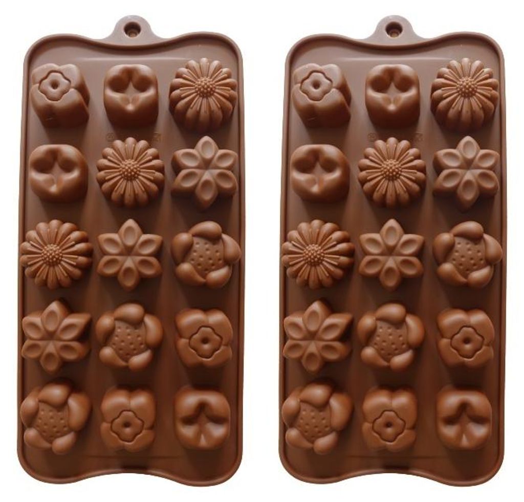 GKA 2 Stück Silikon Pralinenform Blumen und Blüten Produktbild 