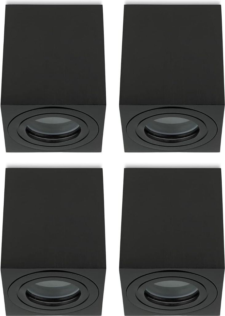 Sweet LED Aufbaustrahler Bad eckig GU10 Alu Deckeleuchte schwarz Aufbauspot 4er