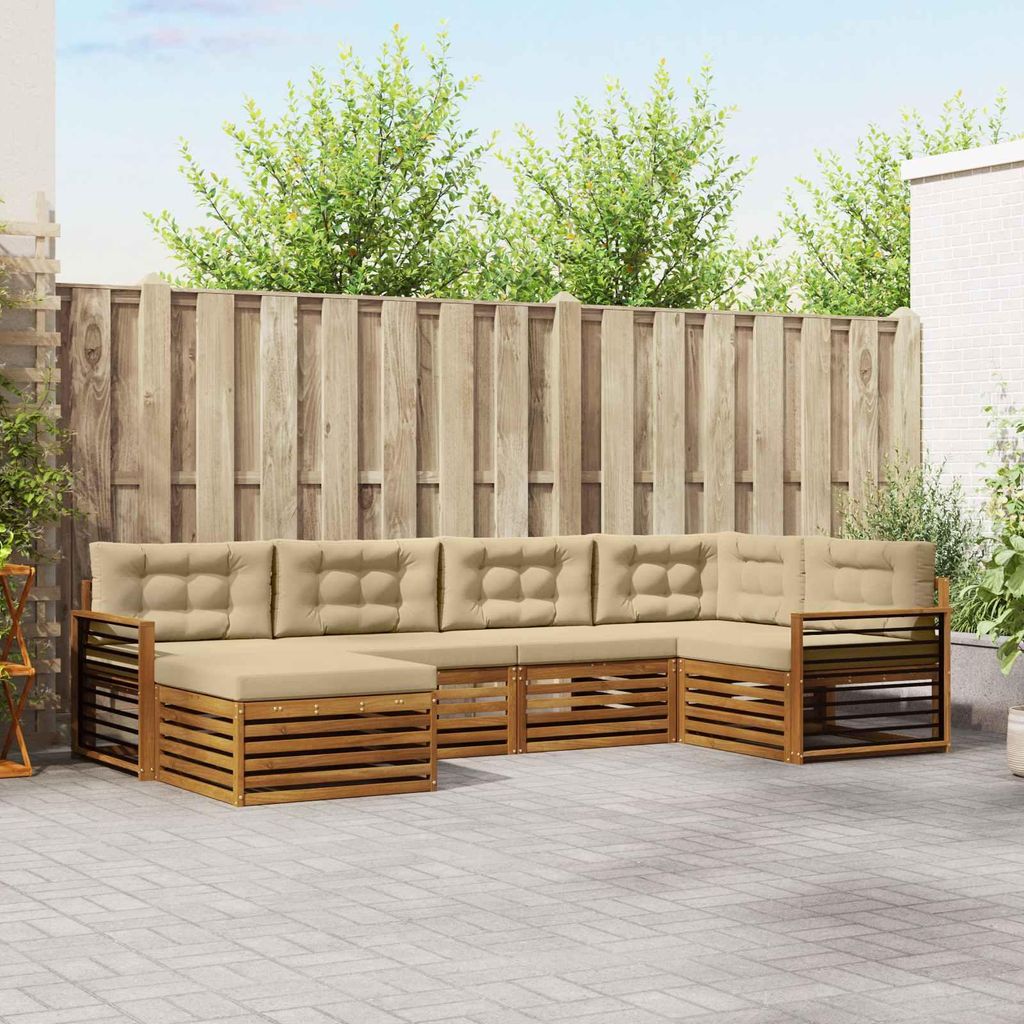 "Neues Produkt" Outdoor-Sofagarnitur ANTI-UV - CLORIS - mit Kissen - 6 pcs - Natur und Beige - Modern Gartensofas V1438