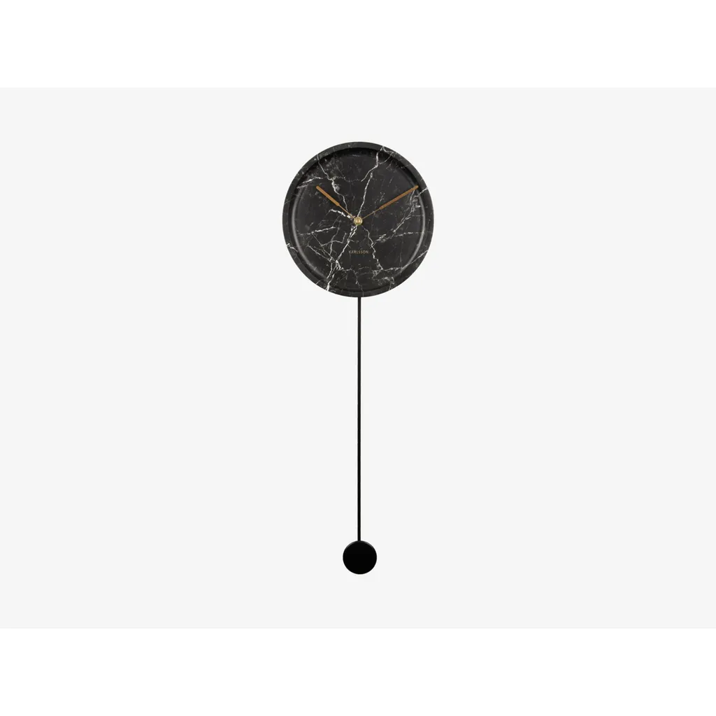 Horloge déco avec balancier imitation marbre pour salon et bureau moderne