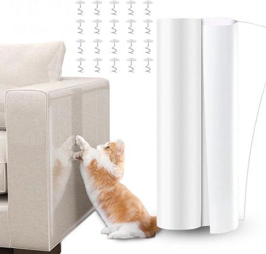 Klebeband für Katzenkratzer, transparent, 500 cm x 45 cm, Schutzfolie für Sitzflächen, kratzschutz für Katzen, antikrastape für Möbel, 20 Sch...