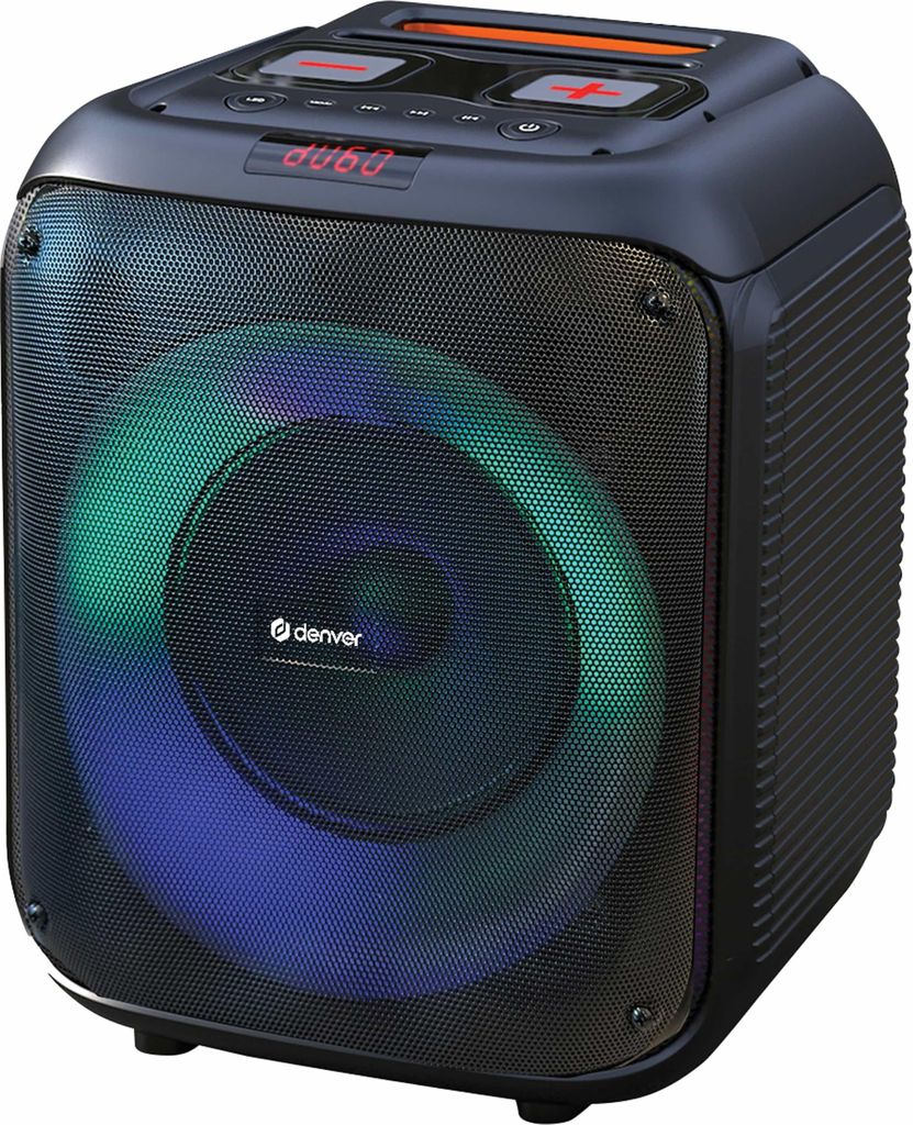 Denver BPS-250 Dynamischer Bluetooth Party-Lautsprecher mit LED-Lichtshow und 8" Woofer