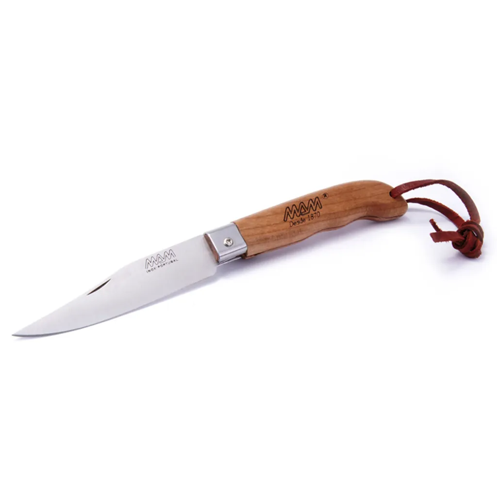 Couteau de fermeture MAM Sportive 2047 en bubinga et manche cuir de 8cm