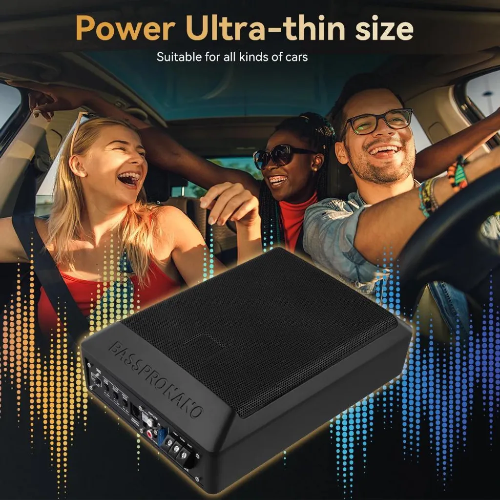 Caisson de Basses Amplifié 600W Format Compact pour Coffre de Voiture 12V - 3