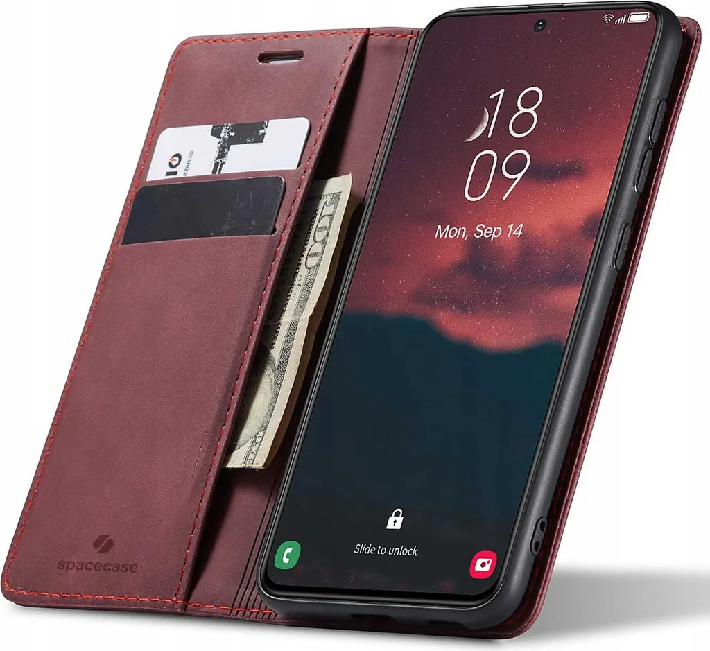 Custodia Samsung S23 Rossa SPACECASE - Robusta Flip Cover da Viaggio