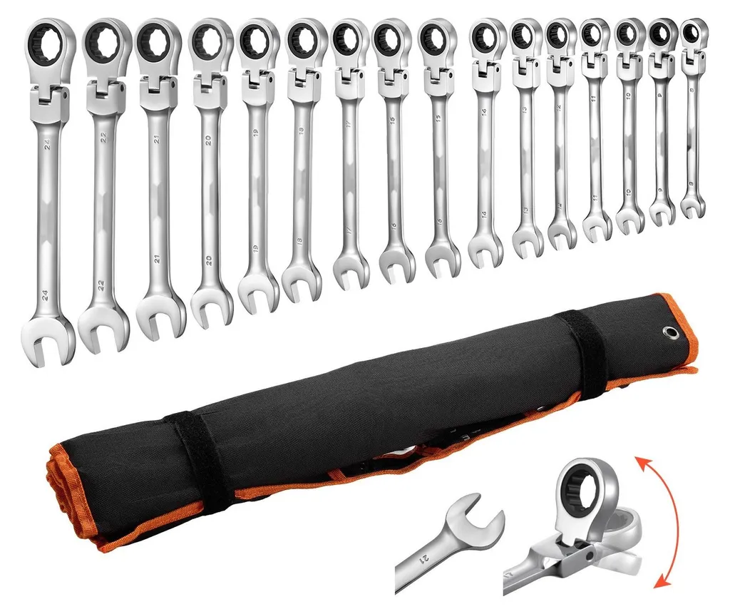 Coffret de clés plates à cliquet articulées 30 pièces pour mécanique