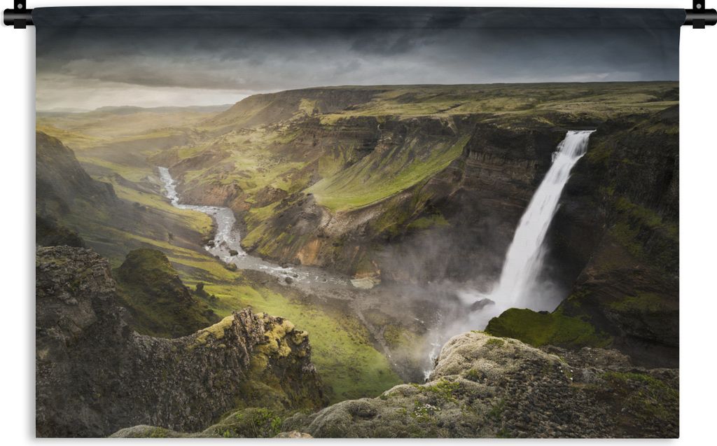 MuchoWow Wandteppich Wandbehang Háifoss-Wasserfall in Island 60x40 cm Tapisserie Dekoration Wandtuch - Wanddekorationen