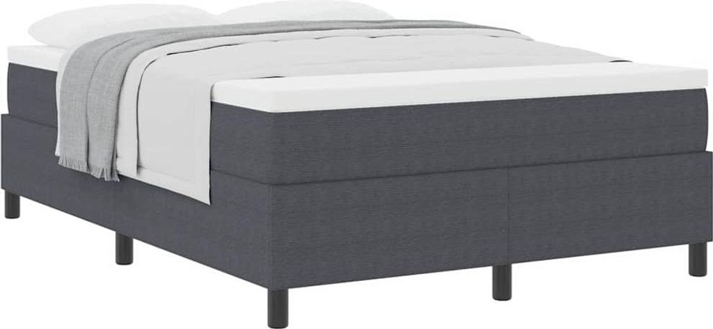 Boxspringbett Dunkelgrau und Weiß 160 x 200 cm Cordstoff