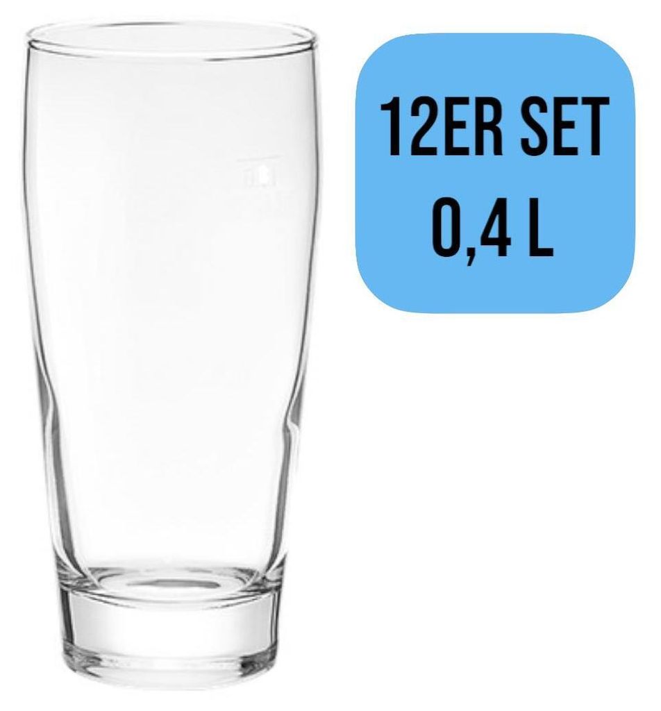 12x Glas 0,4 l Willi Becher Willybecher Gläser Geeicht Pils Produktbild 