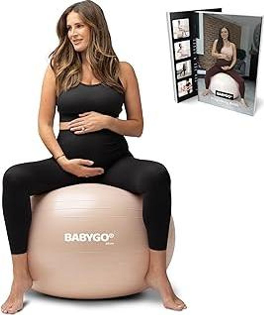 BABYGO Geburtsball – Schwangerschafts-Yoga, Arbeit & Gymnastikball & Buch Set Trimester-Ziel, Mutterschaftsphysio, Geburt & Genesungsplan inklusi...
