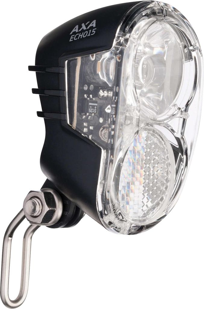 A product shot of a bicycle headlight.