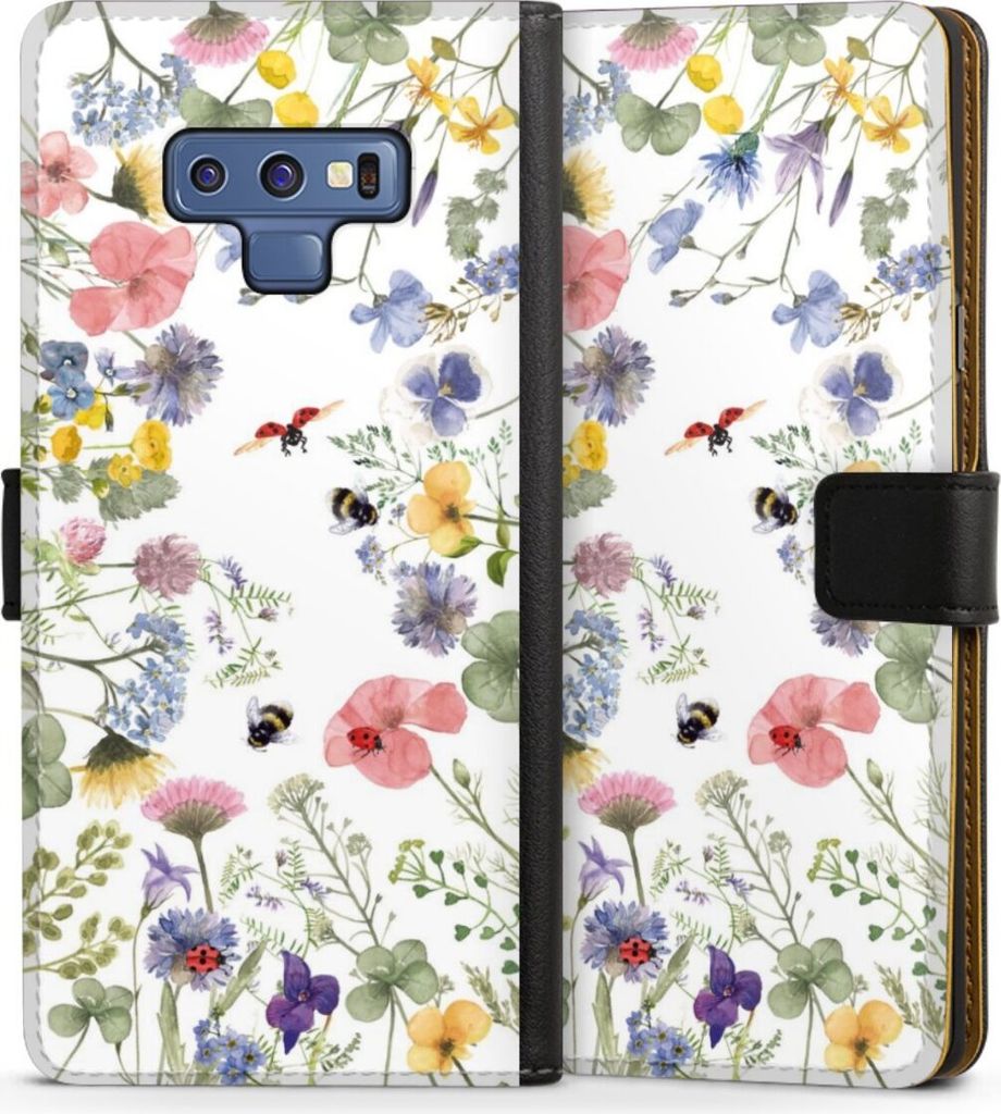 DeinDesign Klapphülle für Samsung Galaxy Note 9 Handytasche Lederhülle Tasche Biene Blumen Muster