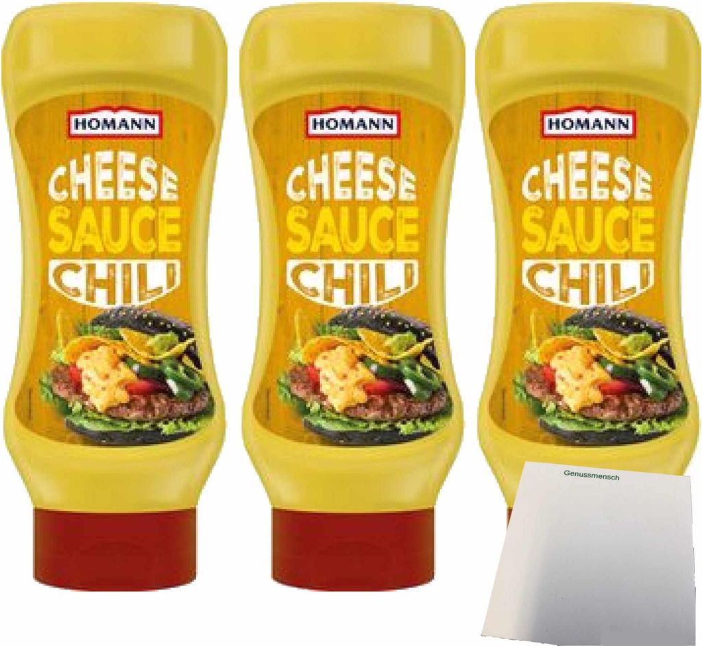 Homann Chili Cheese Sauce 3er Pack (3x430ml Flasche) + usy Block