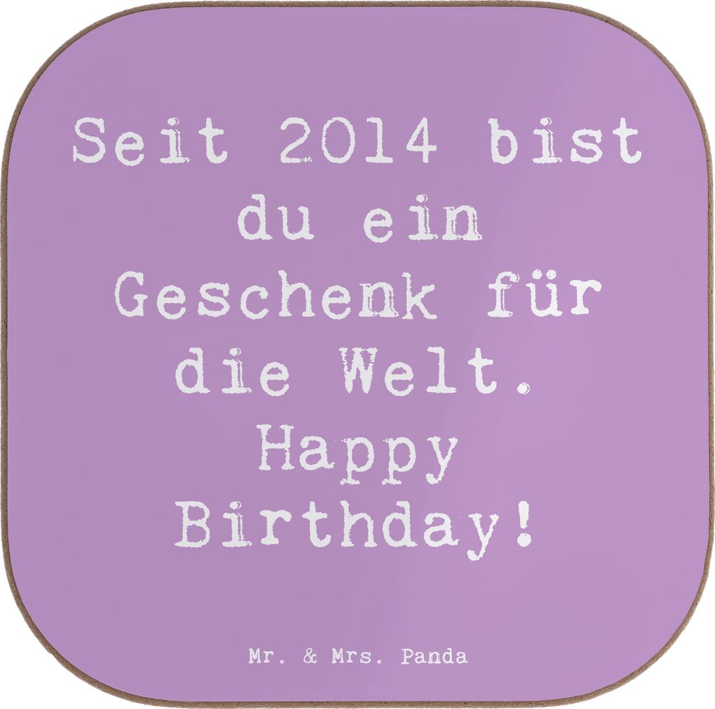 Mr. & Mrs. Panda Untersetzer für Gläser Spruch 2014 Geburtstag Geschenk - Lavendeltraum - Coaster, gläseruntersetzer, Alter, Tassen, Glückwunsc...