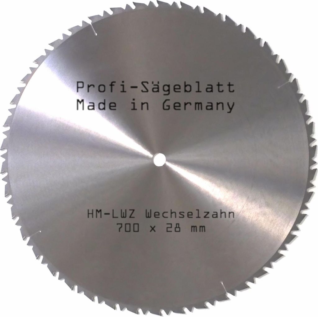 Hartmetall Sägeblatt 700 x 28 mm mit Reduzierring LWZ Hartmetall Präzision Kreissägeblatt Wechselzahn mit Spanabweiser für Naturholz Brennholz ...
