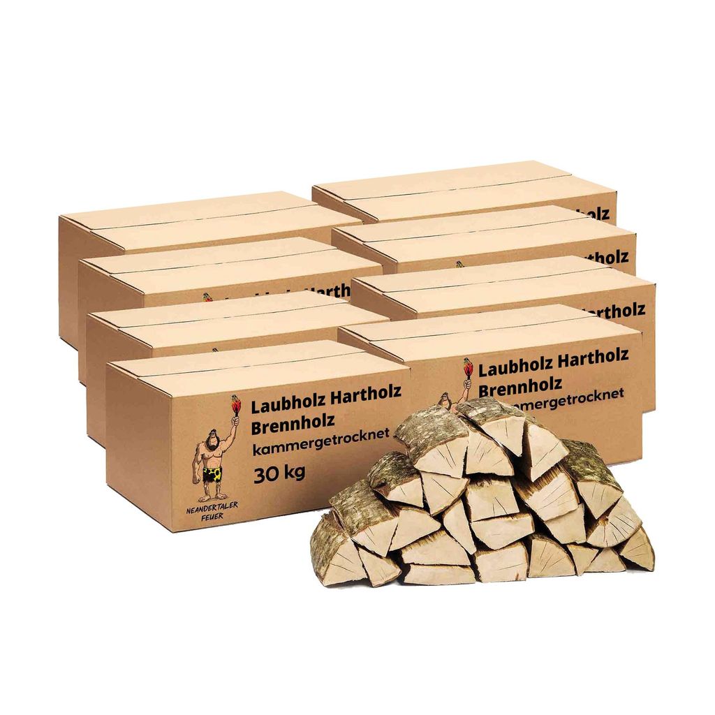 Neandertaler Feuer Brennholz Kaminholz Hartholz – Grillholz 25 cm 240 kg Feuerholz | Holz für Grill Kamin Smoker Ofen | Firewood Laubholz Holzkamin
