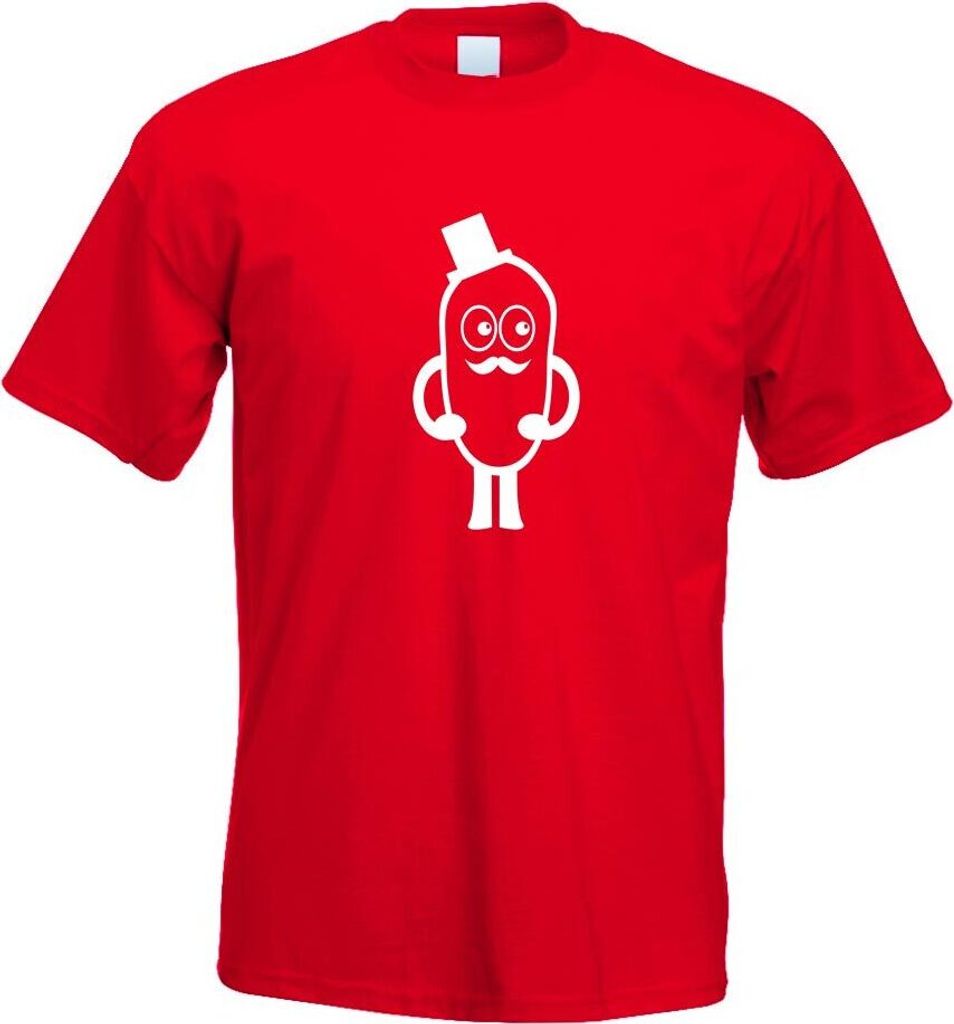 Kiwistar - T-Shirt - rot - Mr. Mustache Motiv Bedruckt Funshirt Design Print - mit Motiv Bedruckt - Funshirt Design - Sport - Freizeit - Herren - XXL