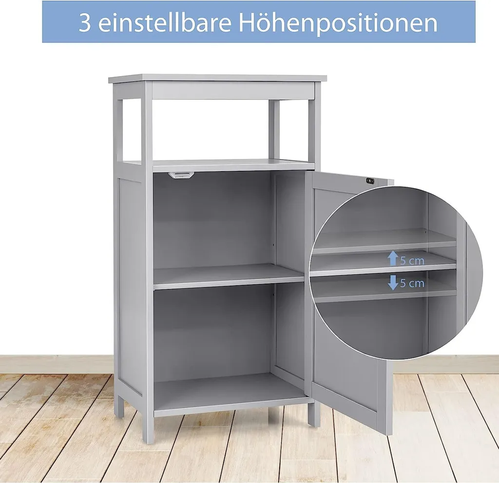 Meuble Bas de Salle de Bain Gris Sideboard d'Appoint avec Étagères