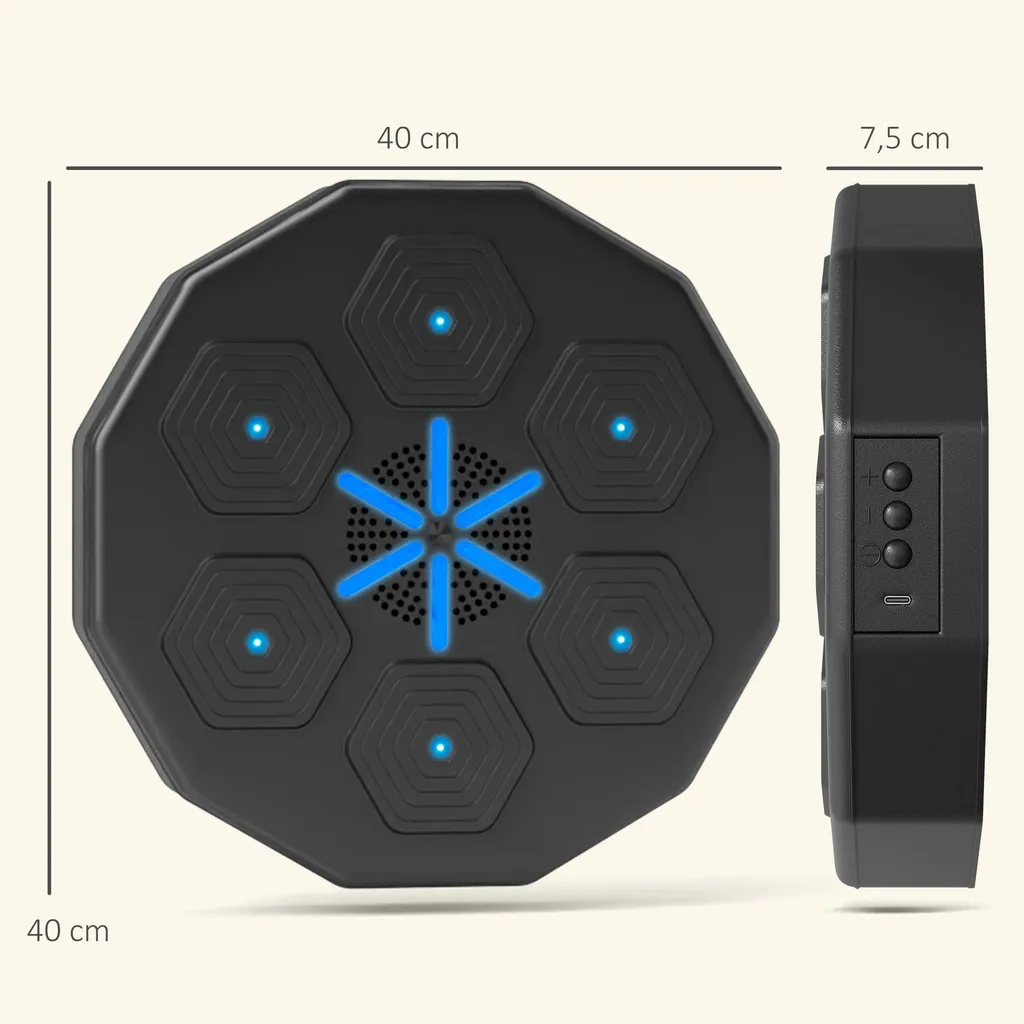 Machine de boxe musicale murale - Plateau interactif Bluetooth et LED